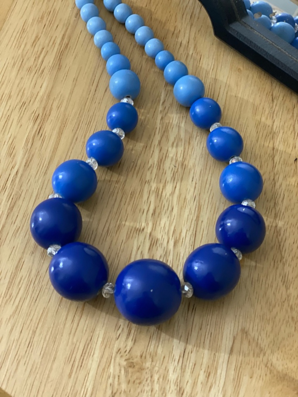 Chunky Beaded Necklace set in Purple and Blue - Picture 2 of 8